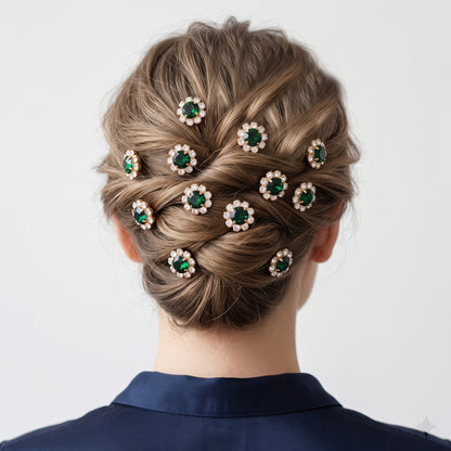 Floral Crystal U-Shaped Hairpin Set for Weddings and Special Occasions