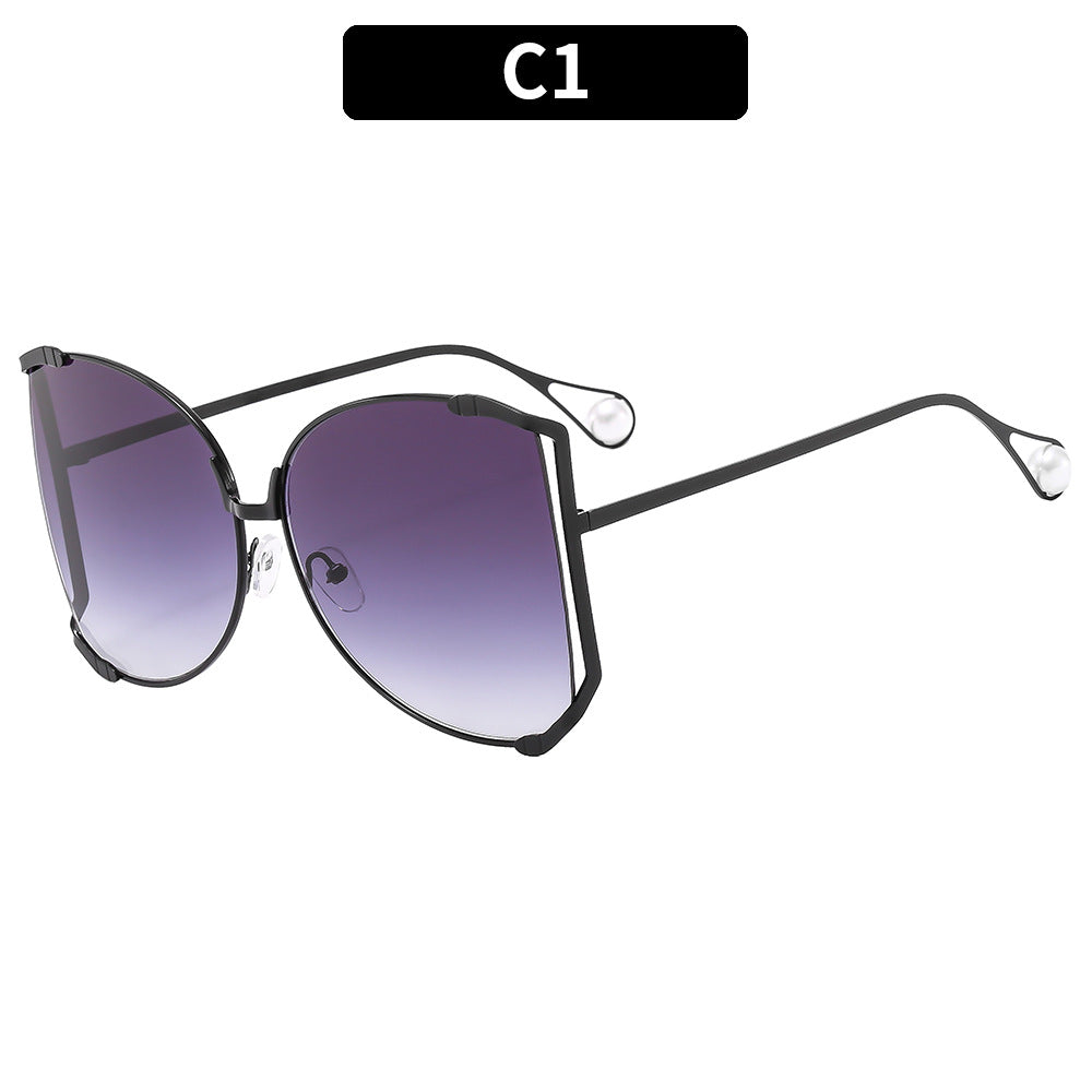 New Oversized Metal Frame Sunglasses UV400 Protection Stylish Eyewear