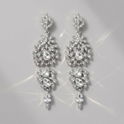 Vintage Floral Alloy Rhinestone Earrings Elegant Daily Drops
