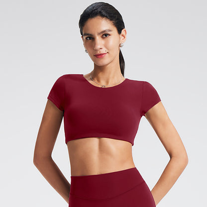 Women's Hollow Long Sleeve Yoga Top with Built-In Bra - Moisture-Wicking Fitness Tee
