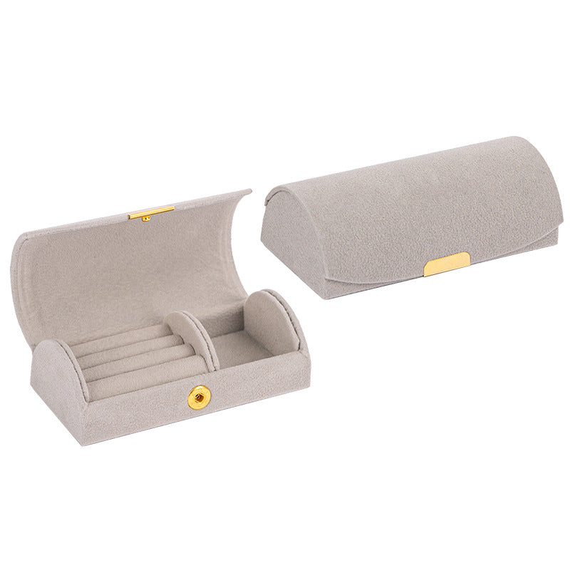 Mini Pearl Texture Velvet Jewelry Box Travel Case