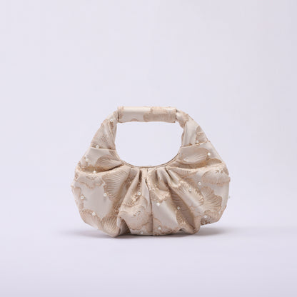 Vintage Floral Handbag With Pleated Design