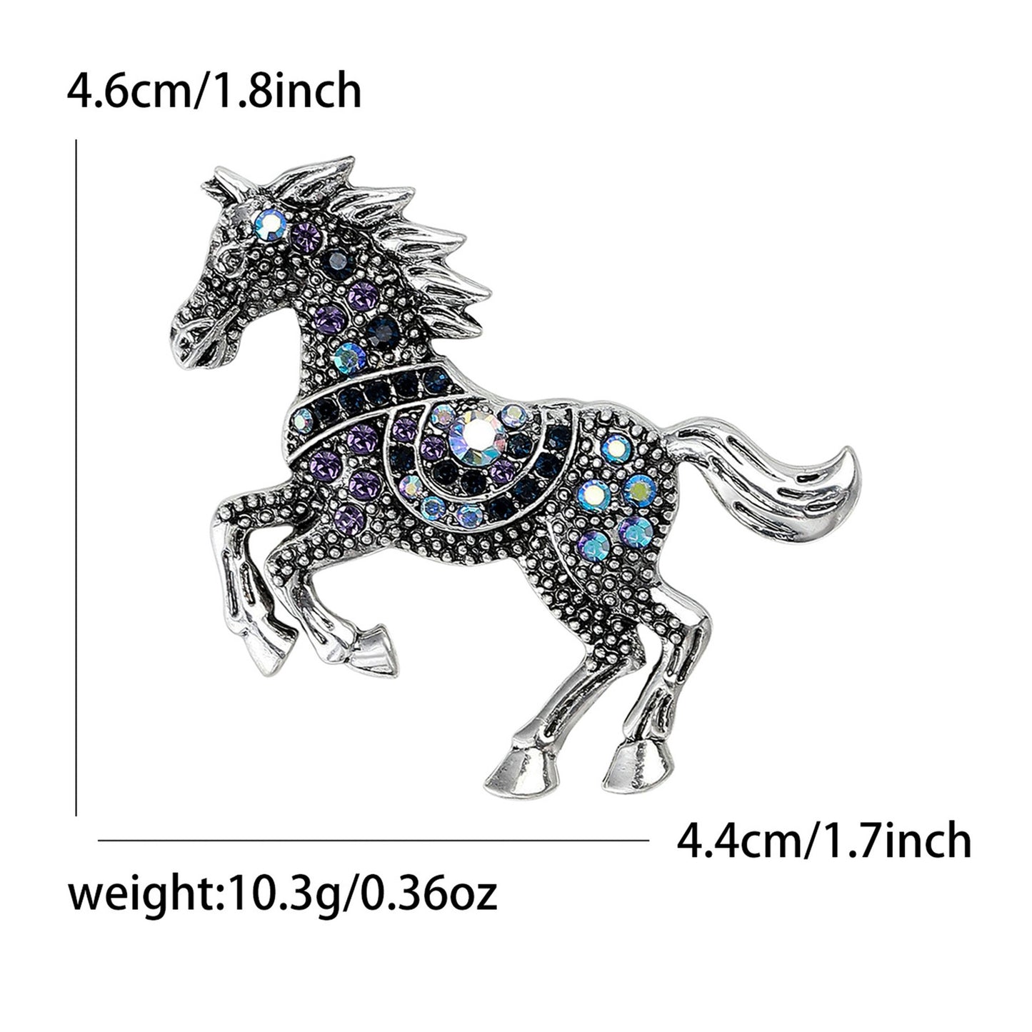 Fashionable Vintage Enamel Horse Rhinestone Brooch