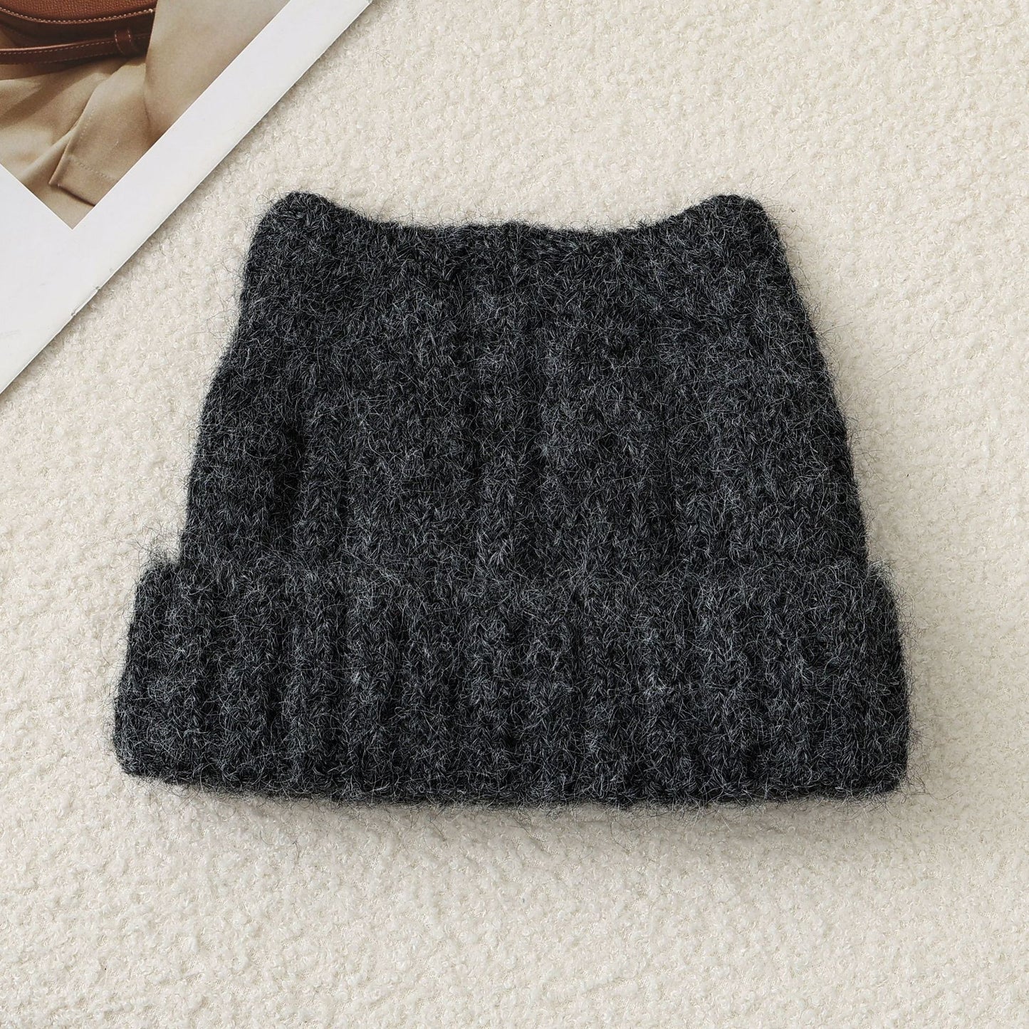 Cute Cat Ear Solid Color Knitted Beanie Hat for Women