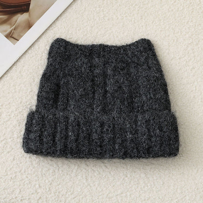 Cute Cat Ear Solid Color Knitted Beanie Hat for Women