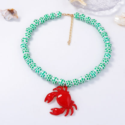 Layered Geometric Beaded Crab Necklace Casual Luxe