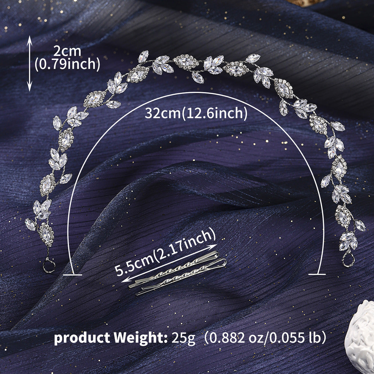 Bridal Crystal Headband Elegant Silver Hair Accessory for Weddings and Parties