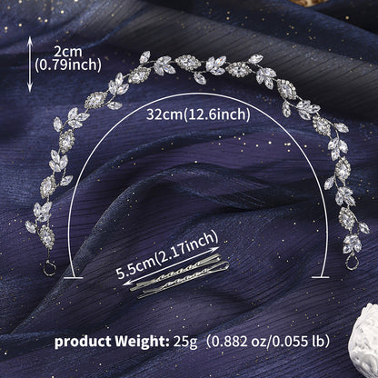 Bridal Crystal Headband Elegant Silver Hair Accessory for Weddings and Parties