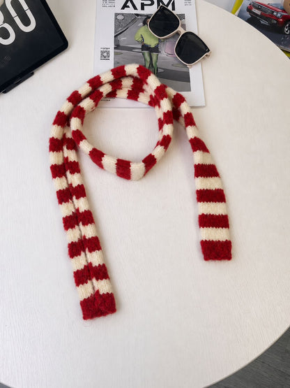 Retro Striped Knit Scarf Cozy Multicolor Infinity Scarf