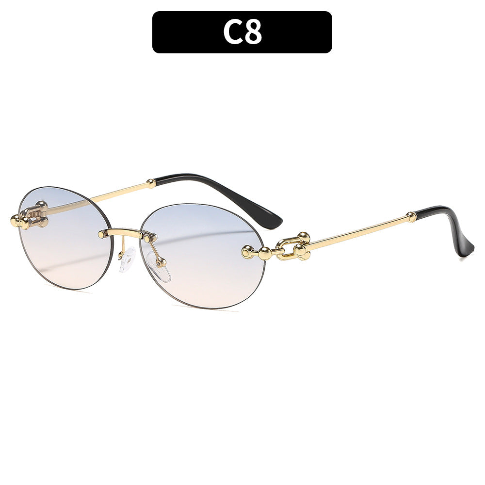 Trendy Metal Oval UV400 Sunglasses for Outdoor Activities