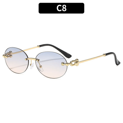 Trendy Metal Oval UV400 Sunglasses for Outdoor Activities