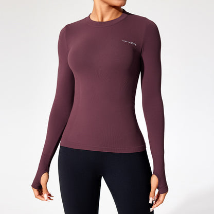 Women’s Fitted Long Sleeve Yoga Top - Moisture-Wicking Outdoor Training T-Shirt