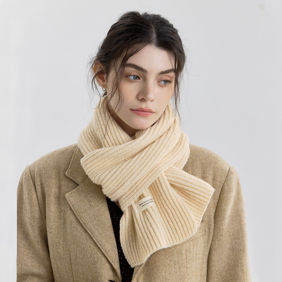 Solid Color Knitted Scarf for Women and Men