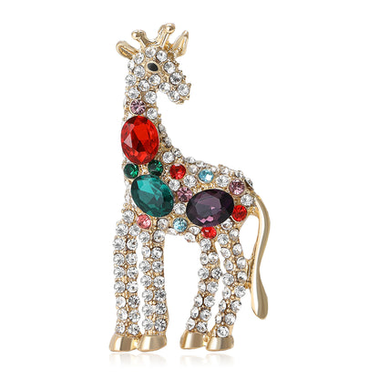 Stylish Giraffe Brooch with Gemstones for Unisex Fashion Accessories