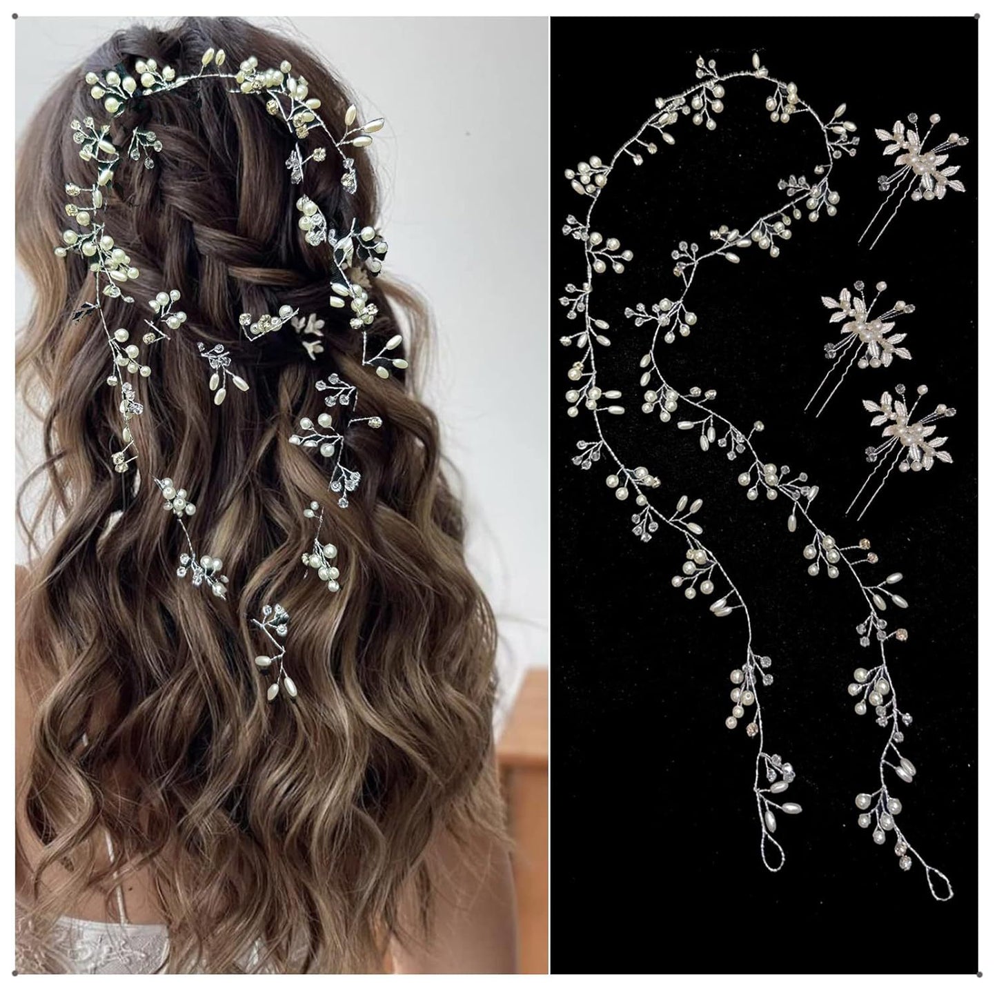 Soft Chain Headband and Hairpins Set Bridal Hair Accessory