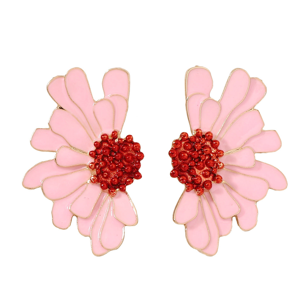 Alloy Enamel Flower Stud Earrings Hypoallergenic Chic