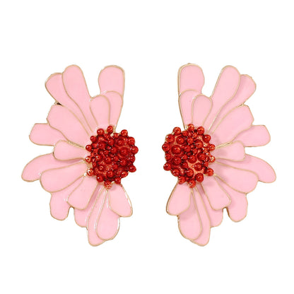 Alloy Enamel Flower Stud Earrings Hypoallergenic Chic