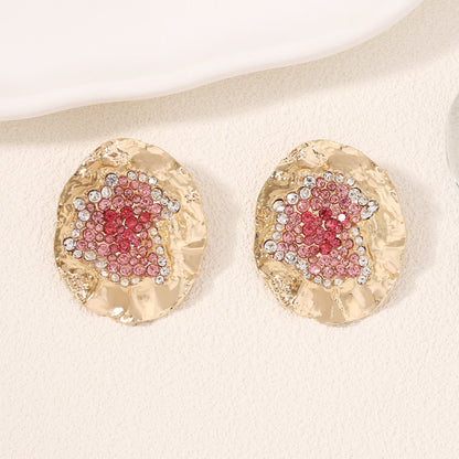 Earrings Oval Geometric Statement Colorful Crystal