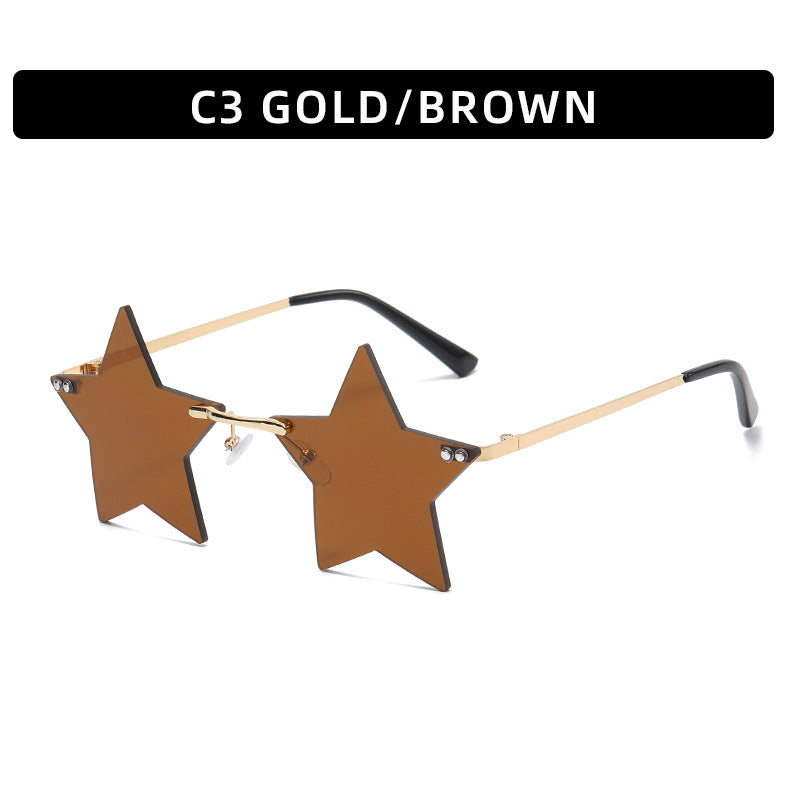 Trendy Star Shaped Sunglasses Pink Gradient UV400 Protection