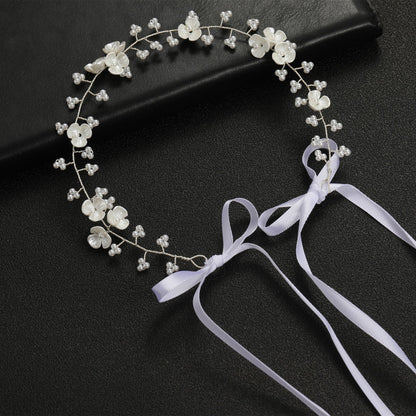 Beaded Pearl Flower Headband Bridal Hairpiece