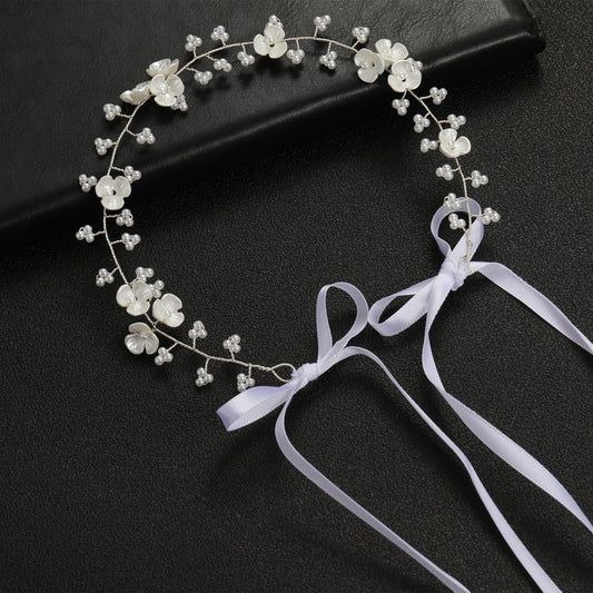 Beaded Pearl Flower Headband Bridal Hairpiece