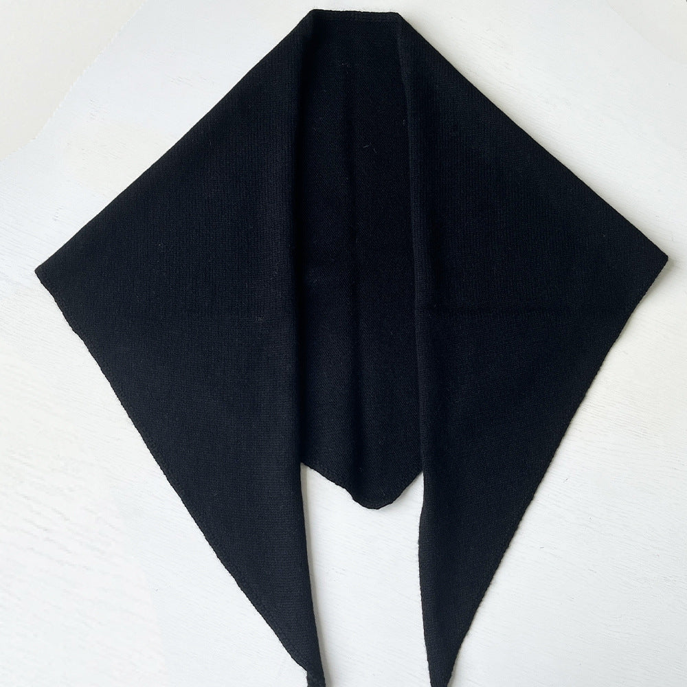 5% Cashmere Wool Knit Triangle Scarf Elegant Warm Shawl