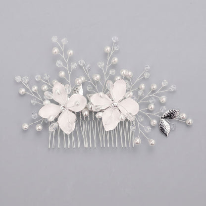 Exquisite Pearl and Crystal Flower Headpiece for Bridal Photoshoots