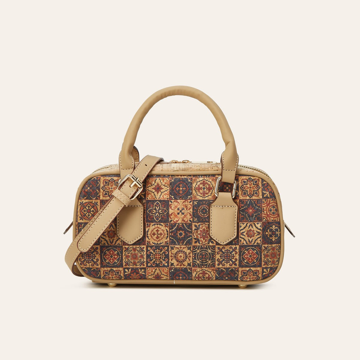 Vintage Multi-Element Ethnic Style Cork Print Tote Bag