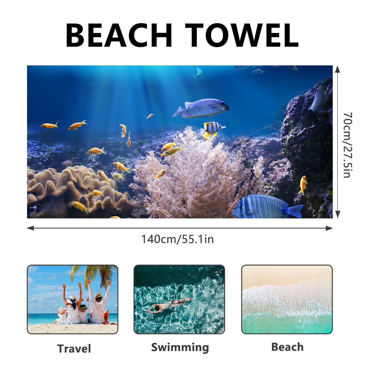 Large Soft Microfiber Beach Towel with Digital Print