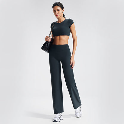 Backless Sports T-Shirt Set with Removable Pads for Women