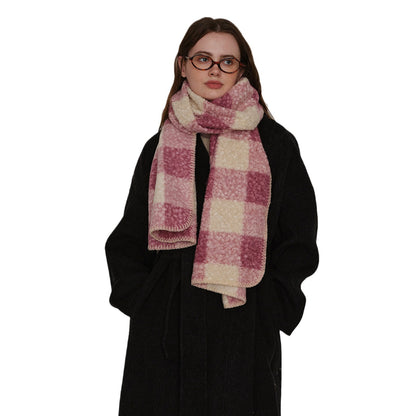 Lazy Scottish Checkered Wool Scarf for Women - Stylish Versatile Wrap