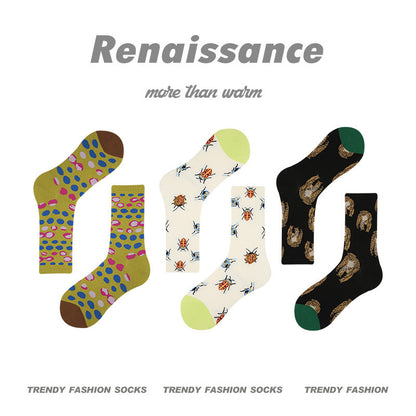 Mid Calf Vintage Gradient Cotton Socks