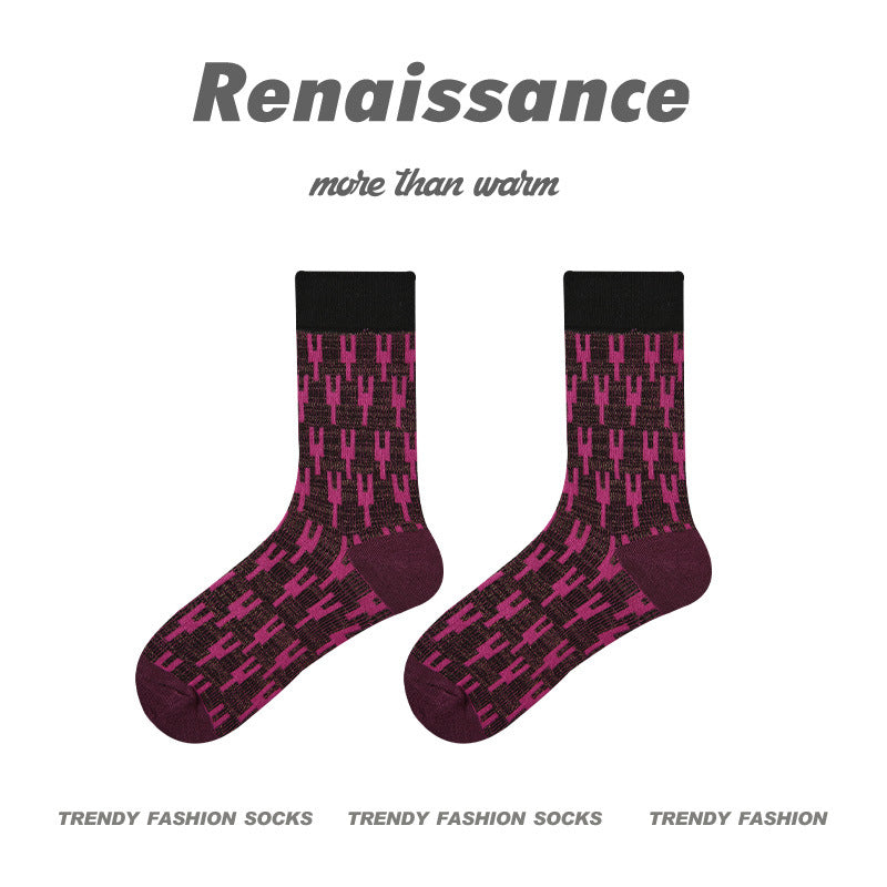 Renaissance Embossed Mid Calf Cotton Socks