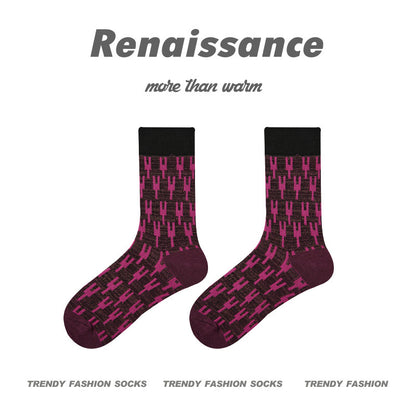 Renaissance Embossed Mid Calf Cotton Socks