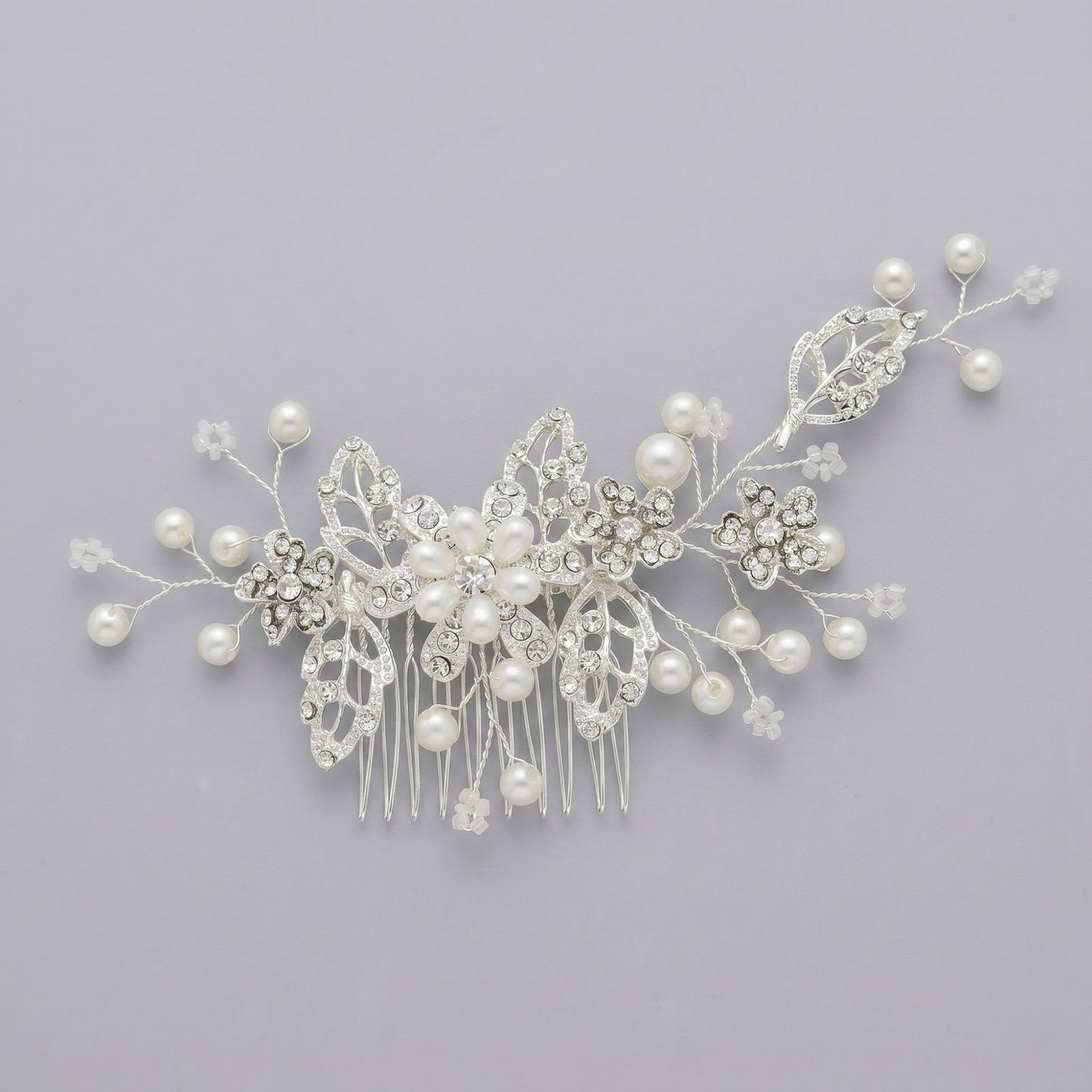 Exquisite Pearl and Crystal Flower Headpiece for Bridal Photoshoots