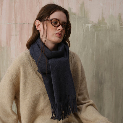 Classic Wool Scarf with Tassels for Men and Women