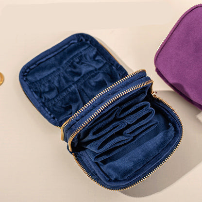 Velvet Jewelry Organizer Pouch Tassel Zipper Travel