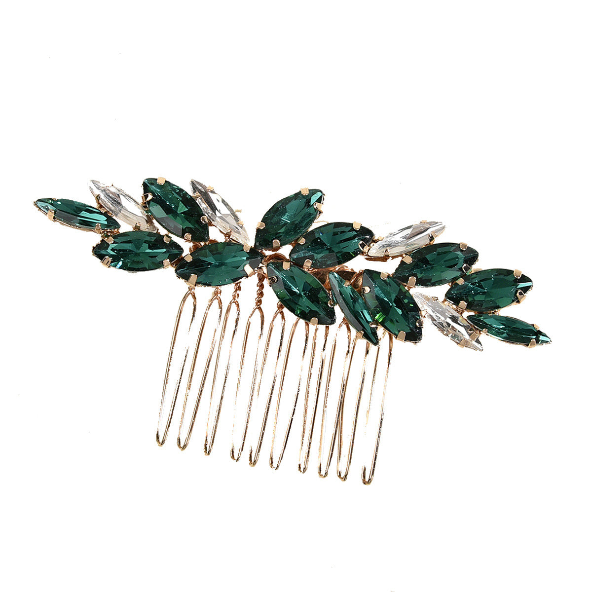 Green Glass Bridal Hair Comb Wedding Hairpiece