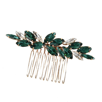 Green Glass Bridal Hair Comb Wedding Hairpiece