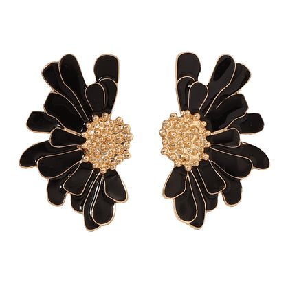 Alloy Enamel Flower Stud Earrings Hypoallergenic Chic