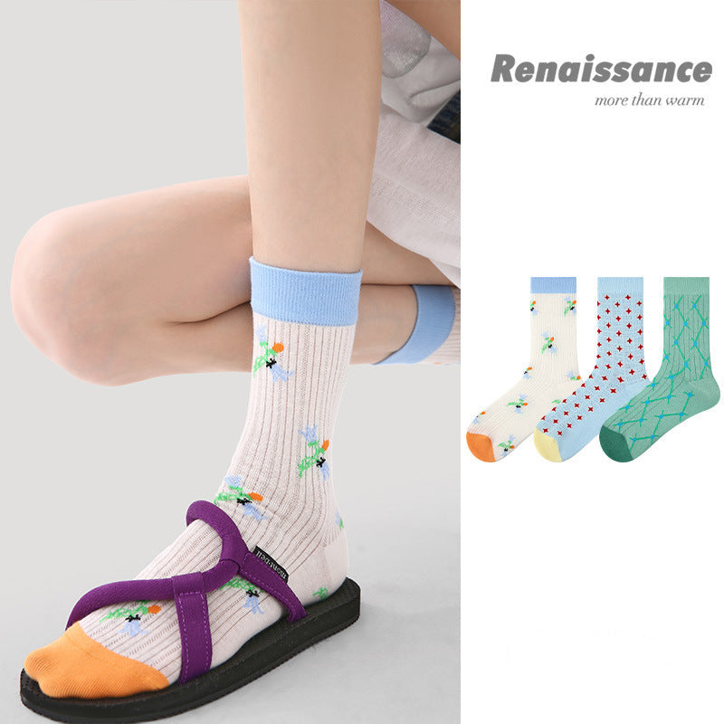 Socks Diamond Mesh Cotton Moisture Wicking Casual