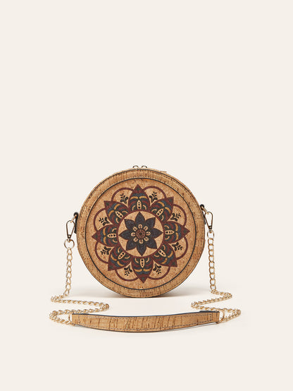 Cork Oval Crossbody Bag Retro Bohemian Style