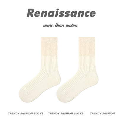 Cozy Mid Calf Colorblock Cotton Faux Mink Socks