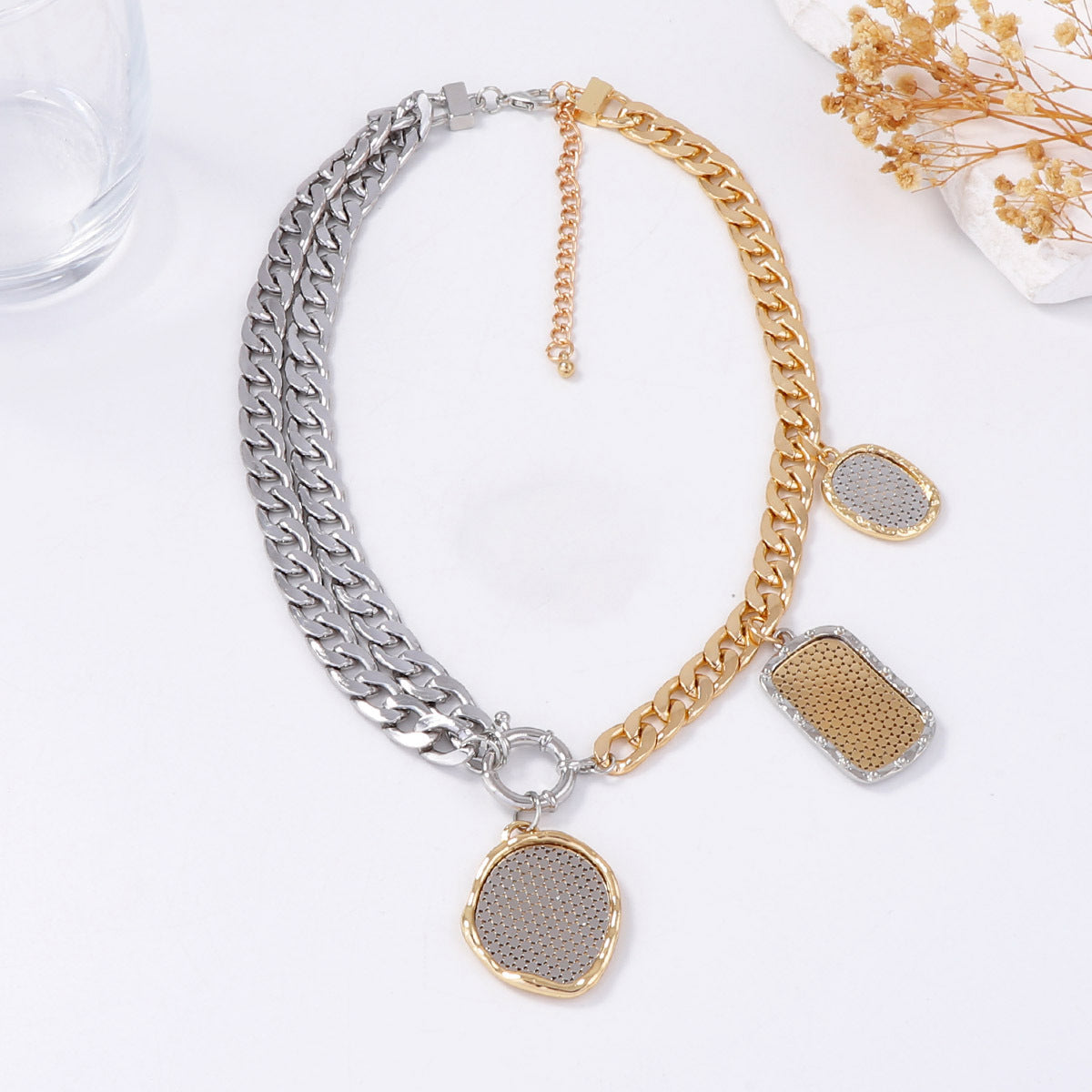Necklace Asymmetric Geometric Metal Pendant Luxe