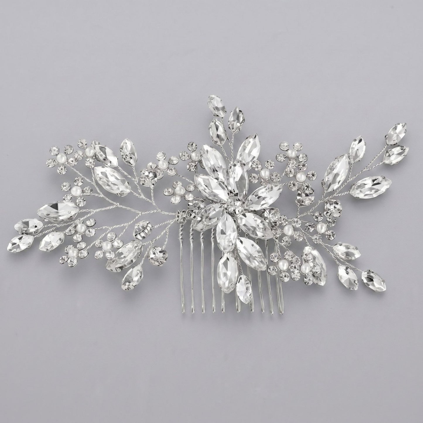Exquisite Pearl and Crystal Flower Headpiece for Bridal Photoshoots