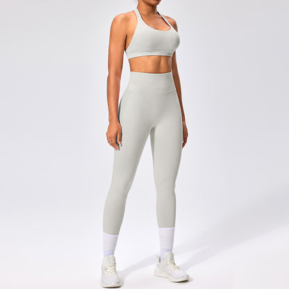 Women's Outdoor Yoga Set with Open Back Sports Bra and Pants