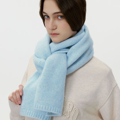 Fashionable Wool Blend Solid Color Knitted Scarf for Men and Women