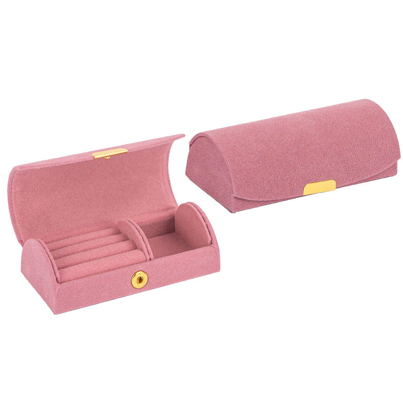 Mini Pearl Texture Velvet Jewelry Box Travel Case