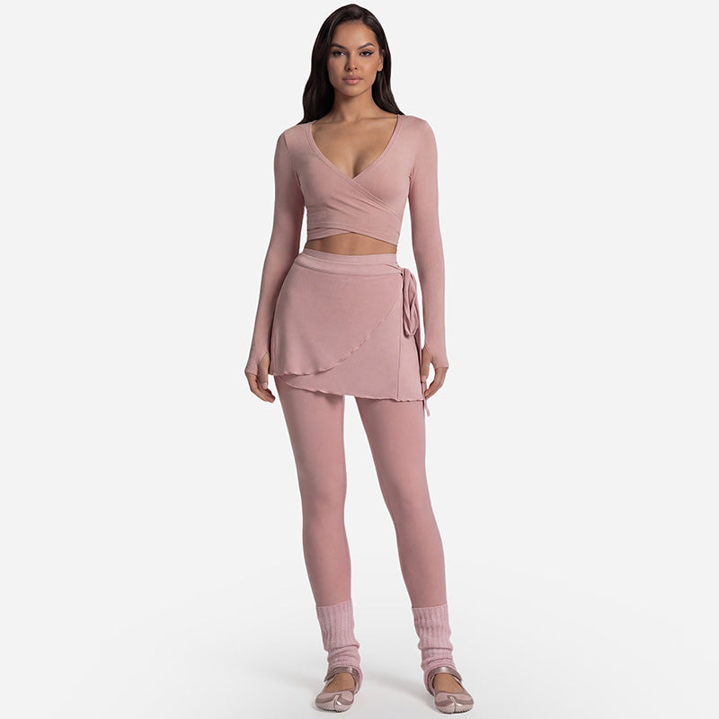 Cross-Back Long Sleeve Yoga Top & Pants Set