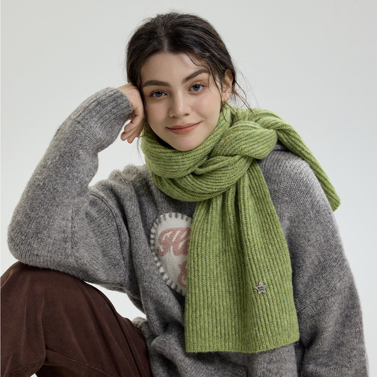 Fashionable Knit Star Pattern Scarf with Warm Neck Protection